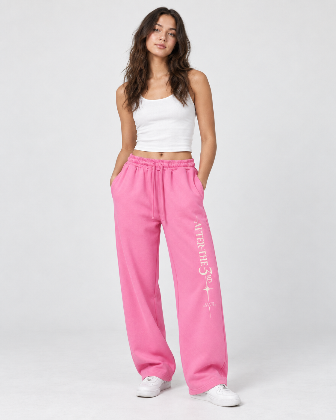 After the 3rd relaxed sweatpants in pink on model