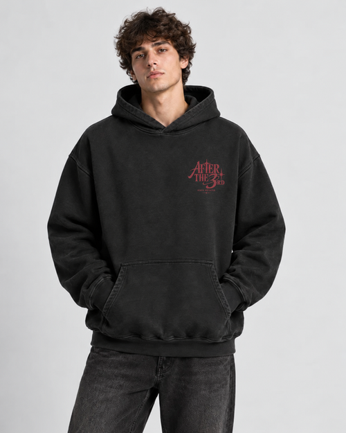 After the 3rd washed charcoal oversized hoodie on model